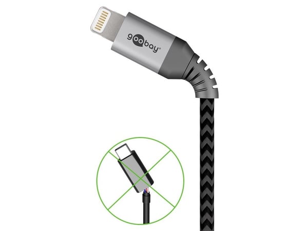 Goobay 49272, 2 m, Lightning, USB C, Hankjønn, Hankjønn, Sort, Grå