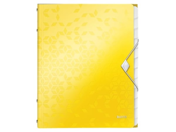 LEITZ arkivmappe WOW, DIN A4, PP, 12 rom, gul-metallisk laminert overflate, overflatestruktur med 3D-preging, - 1 stk (4634-00-16)
