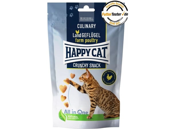 Happy Cat Culinary Crunchy Snack, Snacks, Katt, Voksen, Gulrot, Kylling, 70 g, Sukkerfri Happy Cat Culinary Crunchy Snack, Snacks, Katt, Voksen, Gulrot, Kylling, 70 g, Sukkerfri