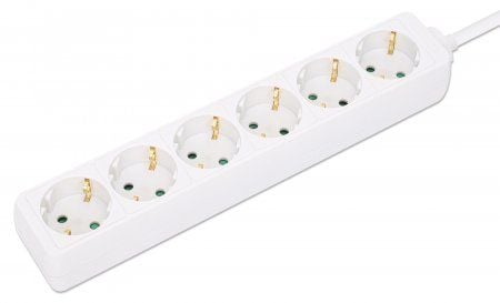 MANHATTAN Power Outlet Strip 6gang 2m kaapeli valkoinen Suojakoskettimet