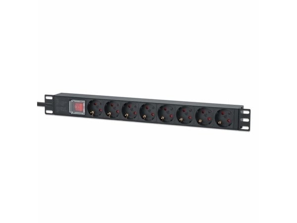 Intellinet 715126, 1U, Enkelfaset, Aluminium, 8 AC-utganger, Type F, Type F