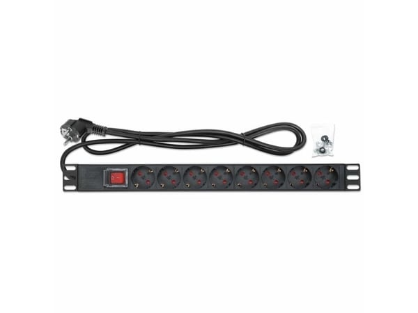 Intellinet 715126, 1U, Enkelfaset, Aluminium, 8 AC-utganger, Type F, Type F
