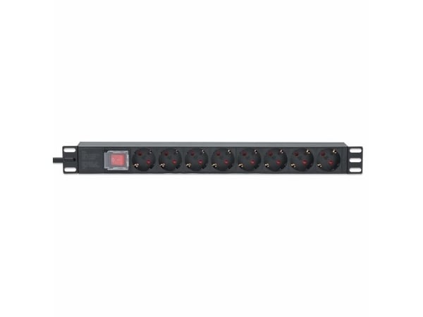 Intellinet 715126, 1U, Enkelfaset, Aluminium, 8 AC-utganger, Type F, Type F