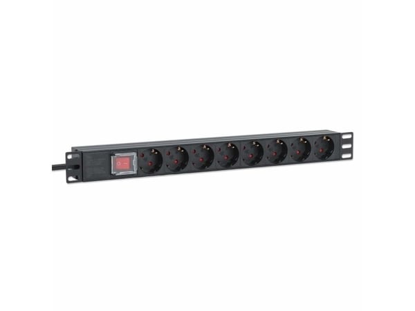 Intellinet 715126, 1U, Enkelfaset, Aluminium, 8 AC-utganger, Type F, Type F