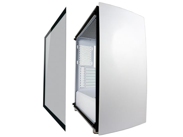 LC Power Gaming 713W Bright_Sail_X - Mid tower - ATX - sidepanel med vindu (herdet glass) - ingen strømforsyning (ATX) - hvit - USB/lyd