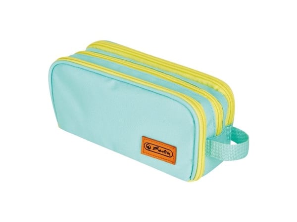 Herlitz dobbelt pennal neon mint/gul