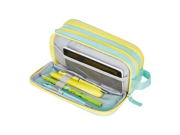 Herlitz dobbelt pennal neon mint/gul