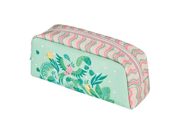 Herlitz Sweet Jungle, Mykt penal, Polyester, Grønn, Rosa, Bilde, Glidelås