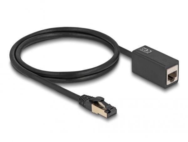 Delock - Nettverksforlengelseskabel - RJ-45 (hann) til RJ-45 (hunn) - 1 m - 6 mm - S/FTP - CAT 8.1 - halogenfri - svart