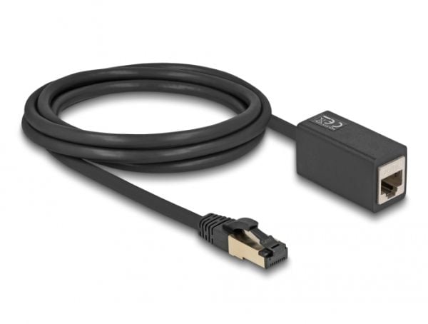 Delock - Nettverksforlengelseskabel - RJ-45 (hann) til RJ-45 (hunn) - 2 m - 6 mm - S/FTP - CAT 8.1 - halogenfri - svart