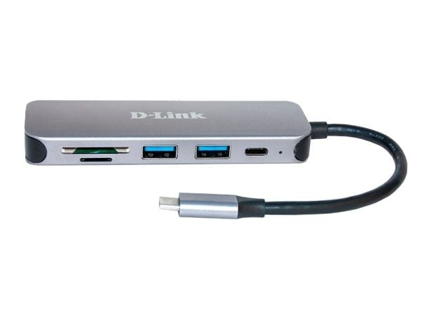 D-Link DUB-2325 - Hub - med kortleser - 2 x SuperSpeed USB 3.0 + 1 x USB-C - stasjonær