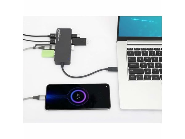 Manhattan 7-Port USB Hub C-Hann A-Hunn 5Gbit/s svart