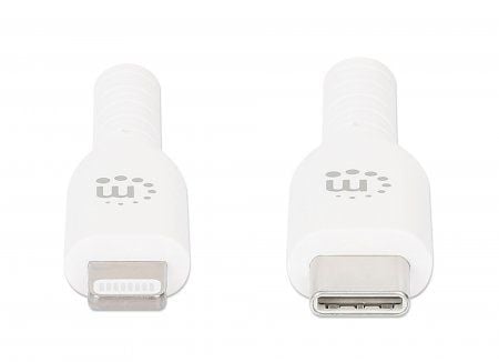 Manhattan 394512, Hvit, USB C, Lightning, 1 m, Hankjønn, Hankjønn