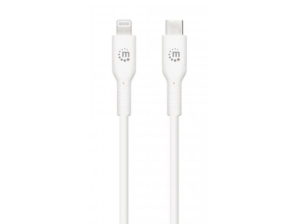 Manhattan 394512, Hvit, USB C, Lightning, 1 m, Hankjønn, Hankjønn