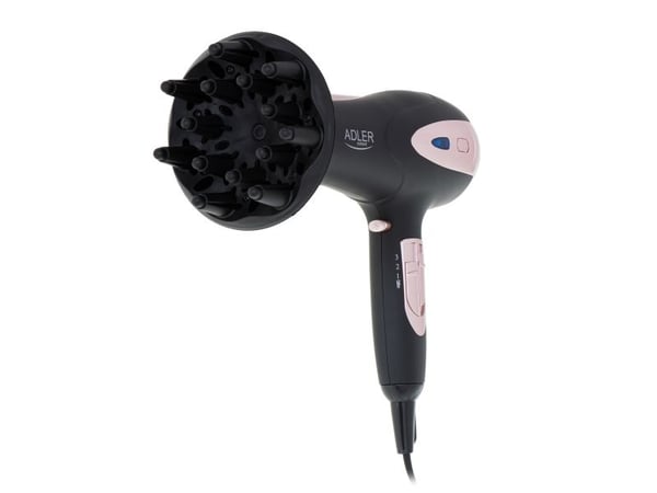 Adler AD 2248b ION hårføner - 2200W + diffuser, svart/rosa