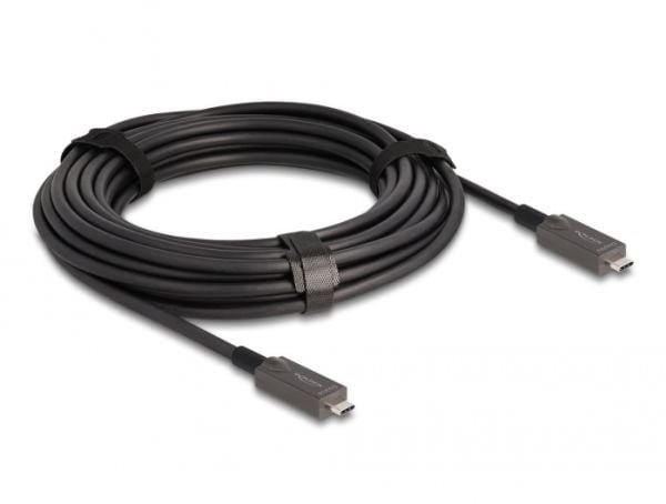 Delock - USB-kabel - 24 pin USB-C (hann) til 24 pin USB-C (hann) - USB 3.2 Gen 2 / DisplayPort 1.4 - 20 V - 3 A - 10 m - Active Optical Cable (AOC)...