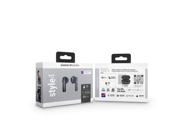 Energy Sistem Style 4, True Wireless Stereo (TWS), Puhelut/Musiikki, 20 - 20000 Hz, 42 g, Kuulokkeet, Harmaa
