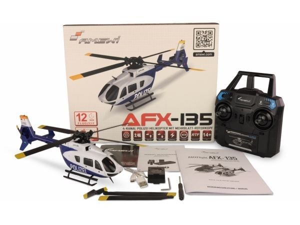 Amewi RC Helicopter AFX-135 Police Li-Po-batteri 350mAh/14+