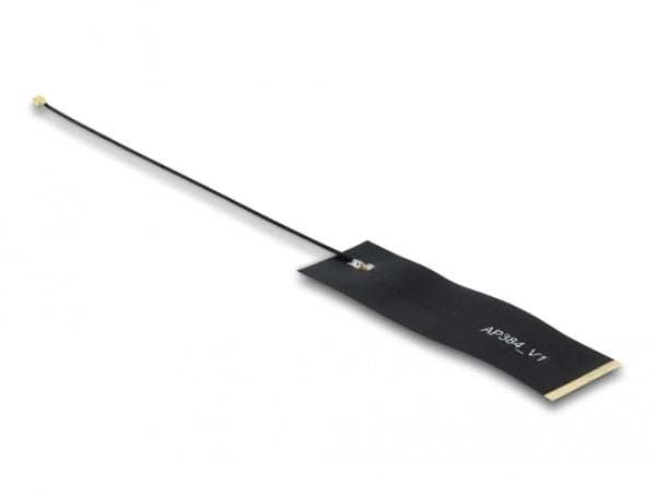 Delock LoRa - Antenne - 863 - 928 MHz, self-adhesive, FPC, I-PEX Inc., MHF 4 plug, 1.13 - 15 cm - Smart Home - 1.68 dBi - innendørs - svart