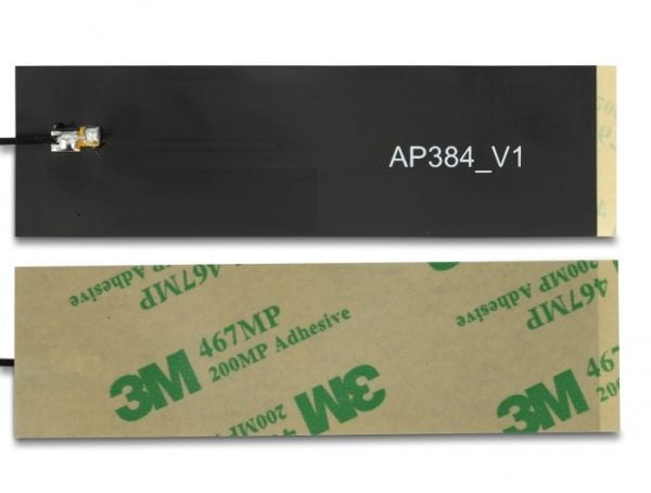 Delock LoRa - Antenne - 863 - 928 MHz, self-adhesive, FPC, I-PEX Inc., MHF 4 plug, 1.13 - 15 cm - Smart Home - 1.68 dBi - innendørs - svart