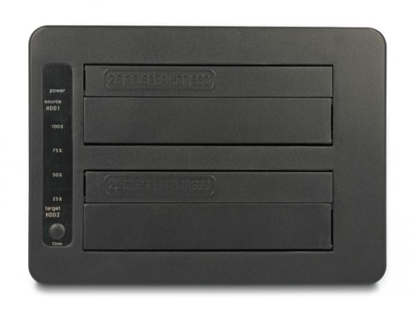 Delock USB dobbel dockingstasjon for 2 x SATA HDD / SSD med klonefunksjon og kortleser + ekstra USB-port
