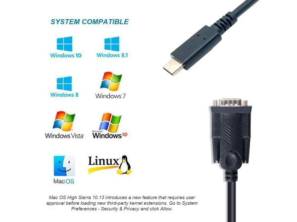 Varustussovitin USB-C -> Seriell RS232-DB9 St/St 1.50m sw