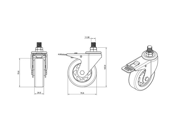 Multibrackets 4936, Dreiehjul, Sort, Grå, M Public Floorstand Basic 150/180, 4 stykker, 200 mm, 200 mm