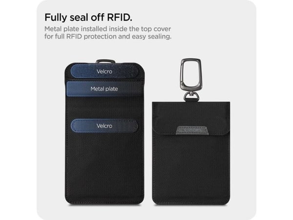 Spigen Pouch Avaimeton RFID Signal Blocker Faraday Cage musta/musta AFA03754