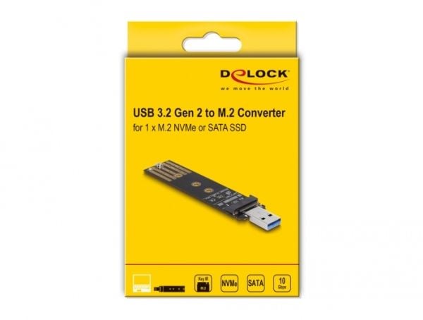 Delock Combo Converter for M.2 NVMe PCIe eller SATA SSD med USB 3.2 Gen 2