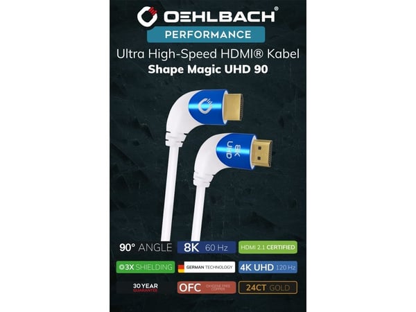 OEHLBACH D1C42546, 1,5 m, HDMI Type A (Standard), HDMI Type A (Standard), 3D, 48 Gbit/sek, Blå, Hvit