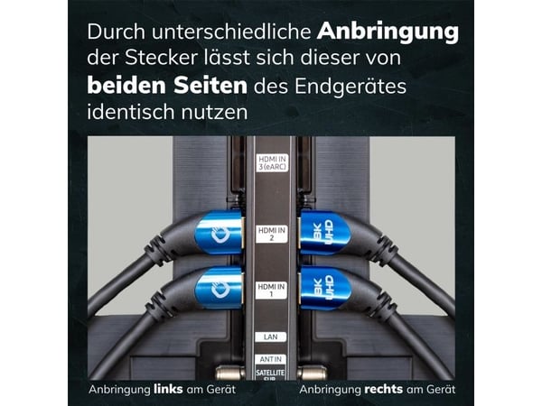 OEHLBACH D1C42533, 3 m, HDMI Type A (Standard), HDMI Type A (Standard), 3D, 48 Gbit/sek, Svart, Blå