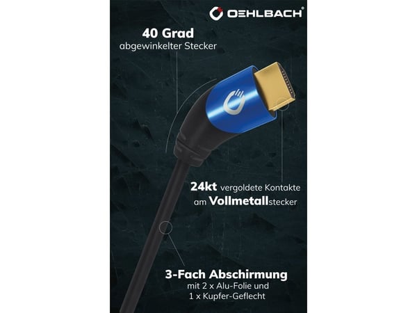 OEHLBACH D1C42531, 1,5 m, HDMI Type A (Standard), 3 x HDMI Type A (Standard), 3D, 48 Gbit/sek, Svart, Blå