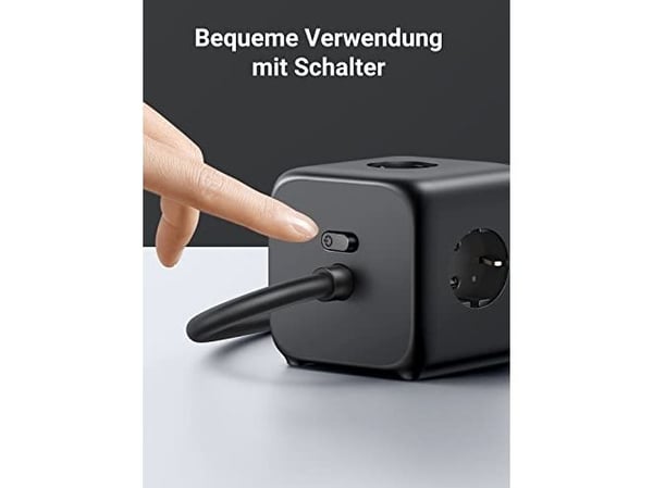 Ugreen DigiNest Pro, 1 AC-pistorasia(a), Tyyppi C, 1,8 m, Harmaa, Musta, 3680 W
