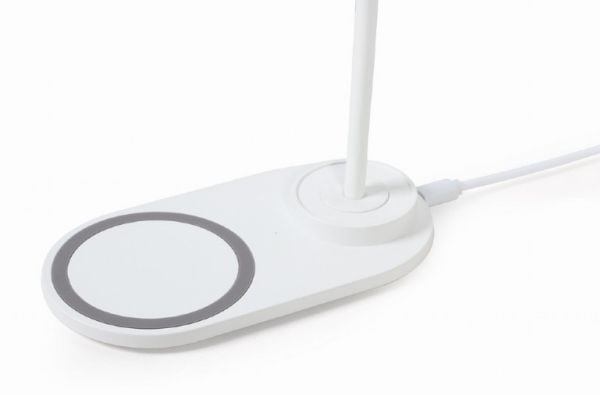 LED pöytävalaisin langattomalla laturilla Gembird (valkoinen)