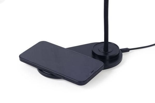 Gembird TA-WPC10-LED-01 - Desk lamp with wireless charger - LED - 15.3 W - kjølig hvit/varm hvit/naturlig hvit lys - 2893-7072 K - svart