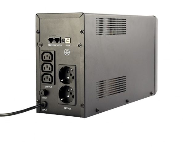 EnerGenie EG-UPS-035 - UPS - LCD-skjerm - AC 220 V - 1200 watt - 2000 VA - 9 Ah - USB, RJ-45 - utgangskontakter: 5 - svart