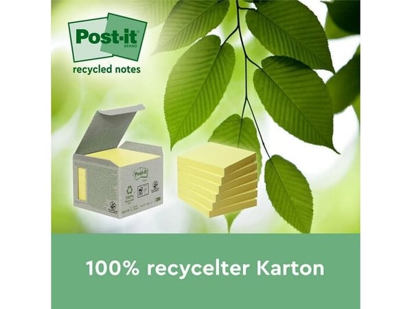 Post-it Super Sticky Resirkulerbar Canarygul 47,6x47,6mm - med 12 stk.