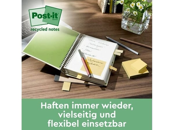 Post-it Super Sticky Resirkulerbar Canarygul 47,6x47,6mm - med 12 stk.