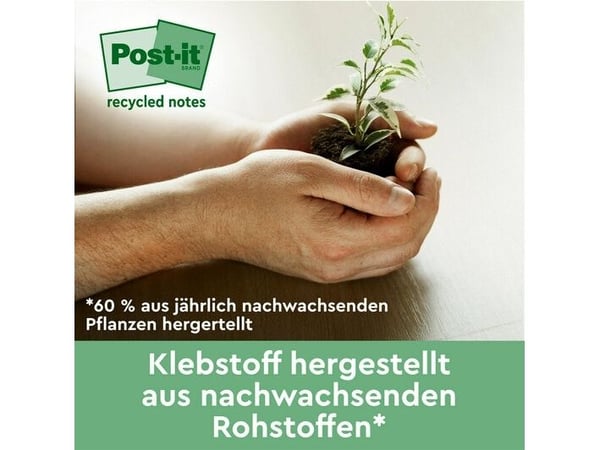 Post-it Super Sticky Resirkulerbar Canarygul 47,6x47,6mm - med 12 stk.