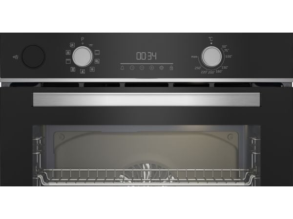 Beko BBIS18300XCSE, Sähköuuni, 5 hyllyä, Kiinteä, Musta, Ruostumaton teräs, Painikkeet, Rotaatio, Emali