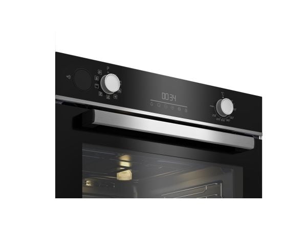 Beko BBIS18300XCSE, Sähköuuni, 5 hyllyä, Kiinteä, Musta, Ruostumaton teräs, Painikkeet, Rotaatio, Emali