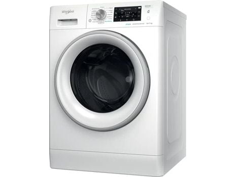 Whirlpool FFWDD 1076258 SV EE, Frontmatet, Frittstående, Hvit, Venstre, Sølv, Hvit, Rotasjon, Berøringskontroll