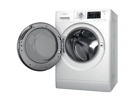 Whirlpool FFWDD 1076258 SV EE, Frontmatet, Frittstående, Hvit, Venstre, Sølv, Hvit, Rotasjon, Berøringskontroll
