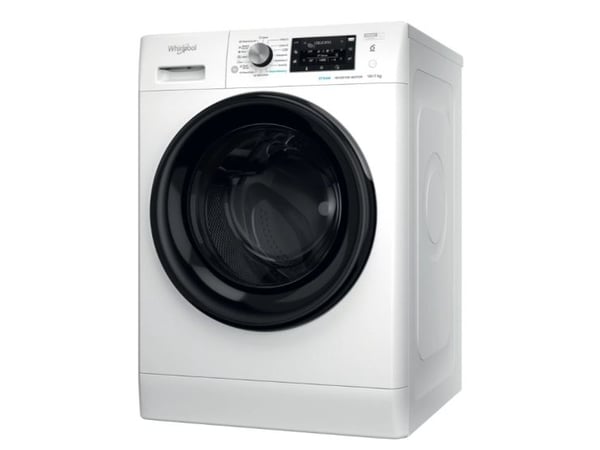 Whirlpool FFWDD1076258B, Frontmatet, Frittstående, Hvit, Venstre, Svart, Knapper, Rotasjon