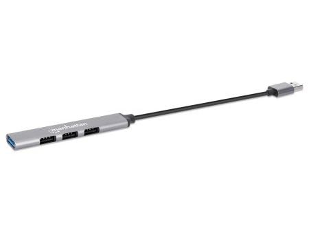 Manhattan 168427, USB 3.2 Gen 1 (3.1 Gen 1) Type-A, USB 2.0, 5000 Mbit/s, Grå, Aluminium, 0,18 m