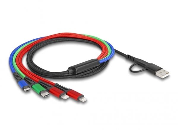 DeLOCK 87884, 1,2 m, USB A/USB C, USB 2.0, Musta, Sininen, Vihreä, Punainen