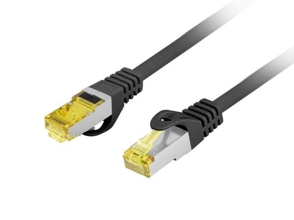 Lanberg - Koblingskabel - RJ-45 (hann) til RJ-45 (hann) - 6 mm - S/FTP - CAT 6a - halogenfri, formstøpt, uten hindringer, flertrådet - svart, RAL 9004