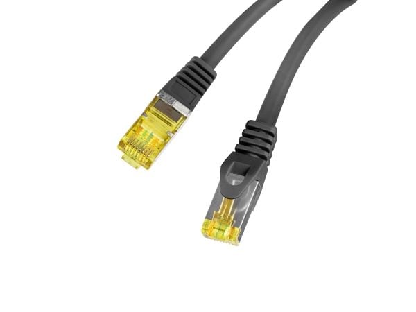 Lanberg - Koblingskabel - RJ-45 (hann) til RJ-45 (hann) - 6 mm - S/FTP - CAT 6a - halogenfri, formstøpt, uten hindringer, flertrådet - svart, RAL 9004