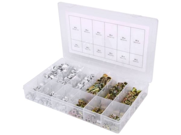 KS TOOLS sortiment gängnitar/skruvnitar, stål och aluminium, M3x9mm–M10x21mm, 300 st. (970.0630)