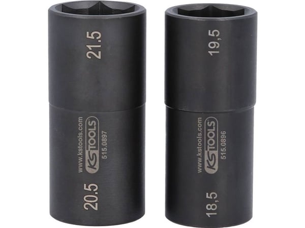 KS Tools 515.0895, Støpselsett, 1/2", 2 hoder, Krom-molybden-stål, DIN 3121, ISO 1174